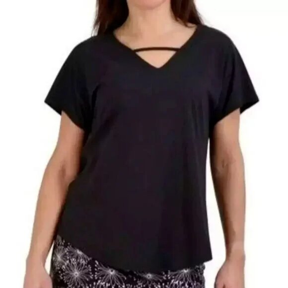 👚3 FOR $20👚NEW Tranquility Colorado Clothing Solid V-neck short sleeve shirt - Picture 1 of 2